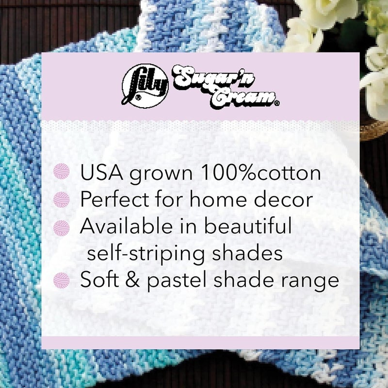 Lily - 10300202612 Sugar'n Cream Cotton Cone Yarn, 14 oz, Kitchen Breeze Ombre, 1 Cone - Image 3